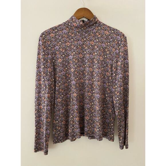 Rebecca Taylor Tops - Rebecca Taylor Modal Wool Mock Neck Floral Top Lavish Garden Purple EUC Large